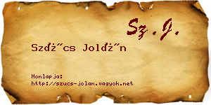 Szűcs Jolán névjegykártya