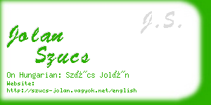 jolan szucs business card